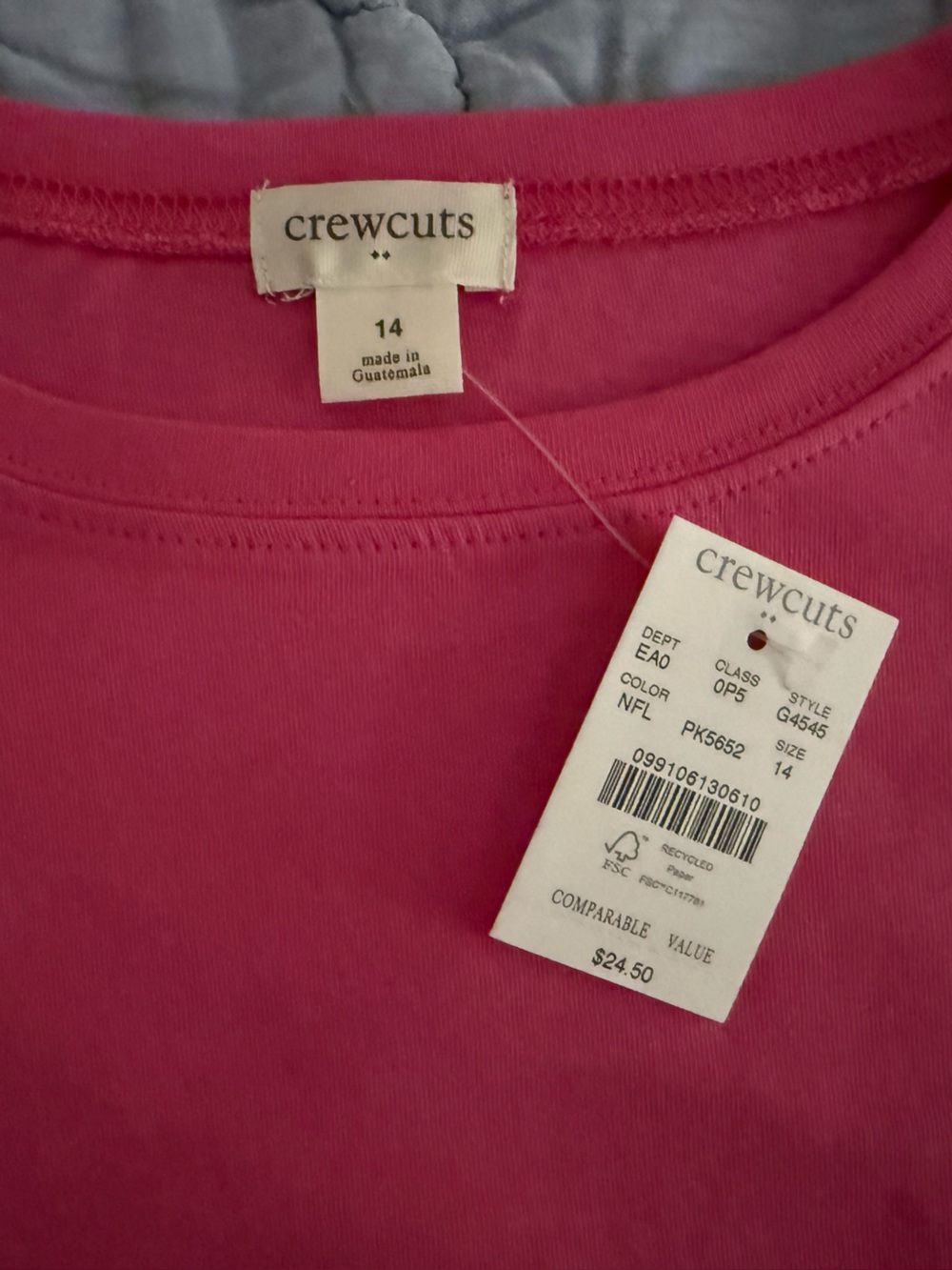 Crewcuts Hot Pink Short Sleeve Crewneck Tee